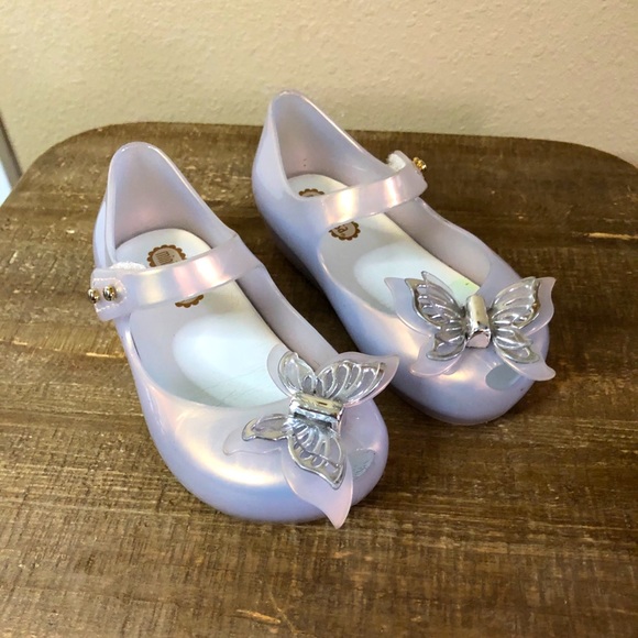 Mini Melissa Other - Mini Melissa Iridescent Pearl Butterfly Mary Janes